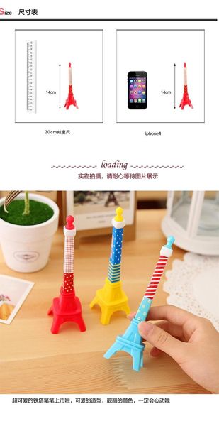 

ballpoint pens no stock 20pcs/lot south korea creative stationery three-dimensional iron tower modeling pen lovely gift, Blue;orange