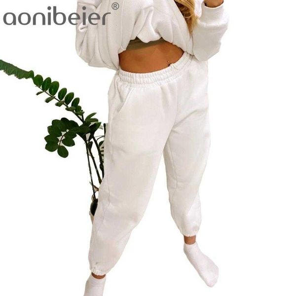 

plus size 3xl 4xl sweatpants winter thick fleece trousers casual warm women long pants solid female harem 210604, Black;white