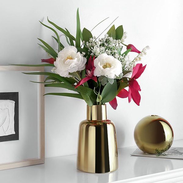 

vases ceramic electroplating vase golden decorative room decoration home deskornaments table furnishings