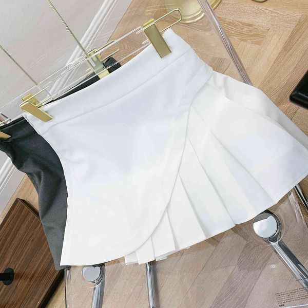 

grey irregular women's summer 2021 new high waist wrap hip a-line short student versatile tb pleated skirt, White
