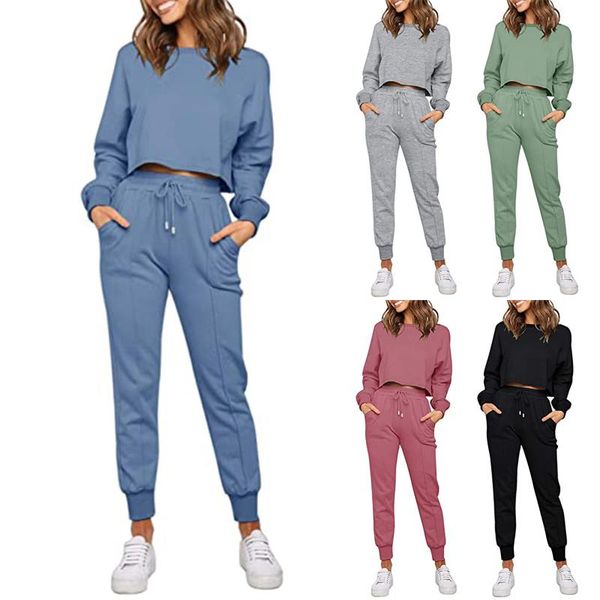 

women's two piece pants women elegant solid sets for warm hoodie sweatshirts and long pant fashion ladies running workout suit, White