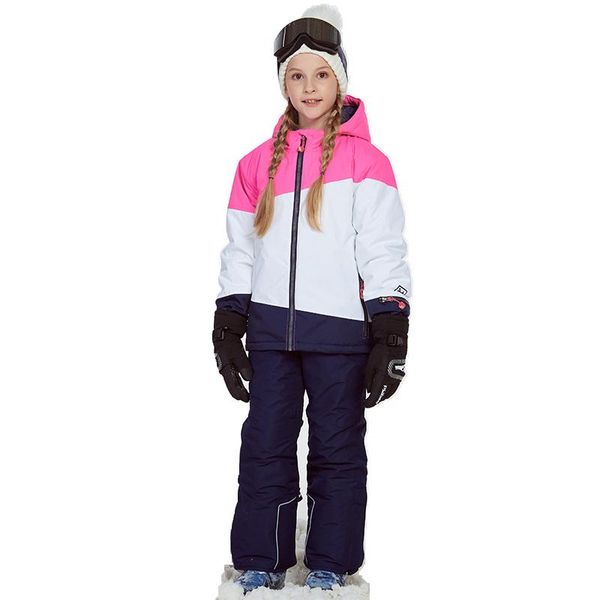 

dollplus girl ski suits windproof jacket and pant winter warm skiing suit outdoor children clothing set teens kids snow sets, White