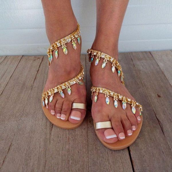 

leishen women sandals bling crystal summer shoes woman beach flat plus size flip flop ladies soft bottom slippers female, Black