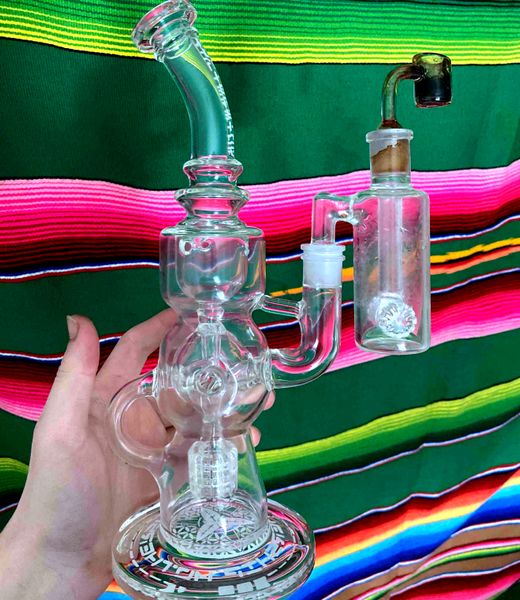 FTK 2021 bong in vetro Fab narghilè Torus smoke tools Klein Recycler pipe ad acqua pipa per fumatori Occhiali rig oil dab rigs 14.4mm bong articolati