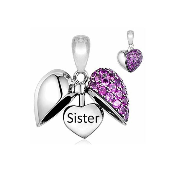 Perline classiche a forma di cuore a farfalla pendenti viola sud in argento sterling 925 di alta qualità adatte per braccialetti Pandora, piccoli accessori per una comoda decorazione