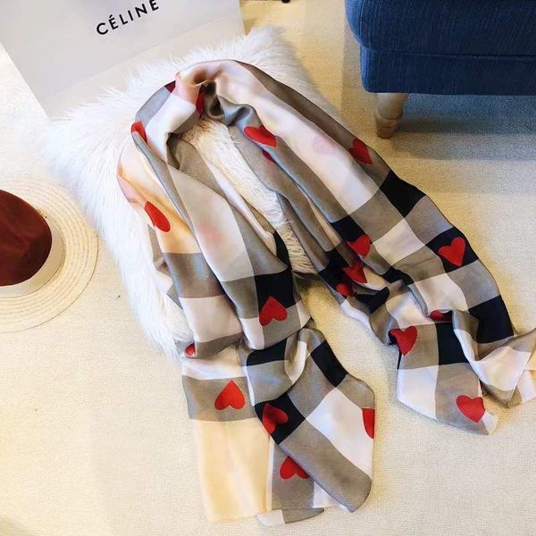 

summer women silk scarf classic tartan warhorse print scarfs shawl soft scarves 190*80cm, Blue;gray
