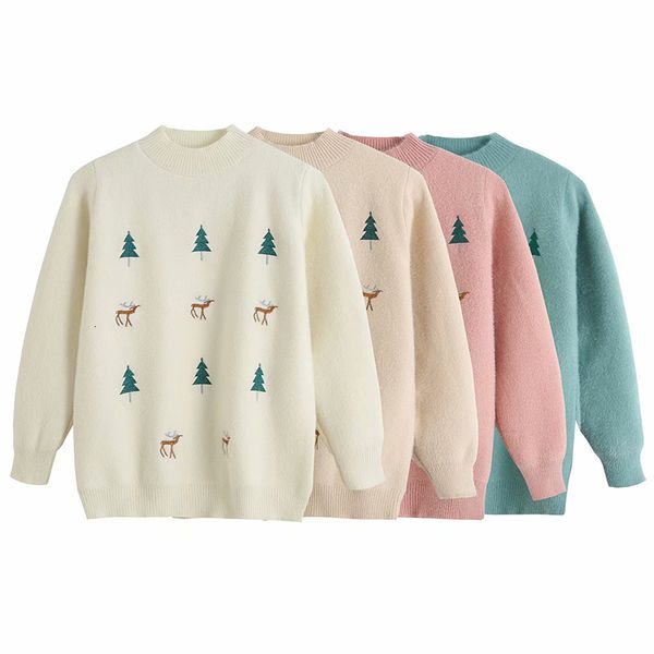 

tank female autumn embroidered wool high collar impression thicken sweater girl long pullovers, White