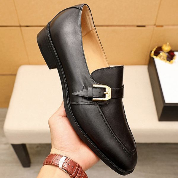 

2022 genuine leather men shoes lace-up business luxury dress men oxfords shoes male formal shoes, Black
