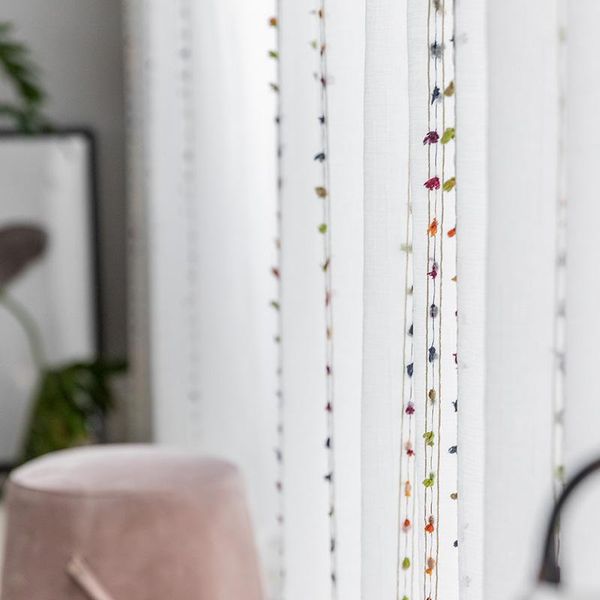 

white embroidered line sheer curtains korean 3d colorful stripe tulle curtain for living room bedroom window custom panel 263d & drapes