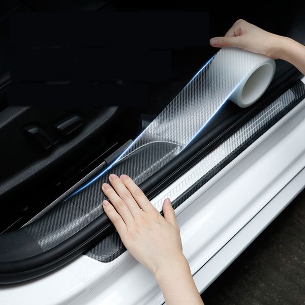 

5d carbon silver 3/5/10m car sticker door sill protector multifunction tape auto bumper strip scratchproof external automobile accessories