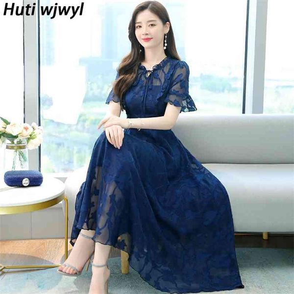 

summer plus size casual midi sundress women bodycon party runway vestidos vintage chiffon solid office lady maxi dress 210528, Black;gray