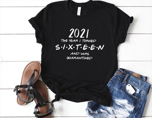 

the year i turned women 16th birthday print cotton casual funny t shirt lady yong girl tee a, White