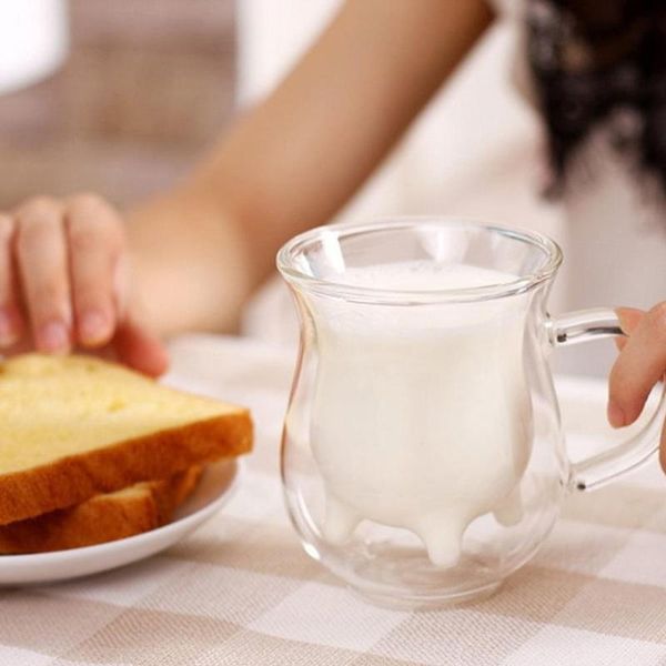 

mugs 300ml transparent double layer glass cup milk mug heat resistant water juice coffee drinking drinkware