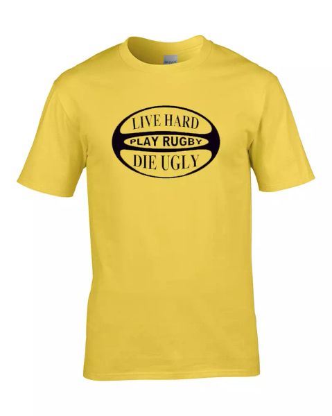 

live hard. play rugby. die ugly- funny tough rough sportsman t-shirt, White;black