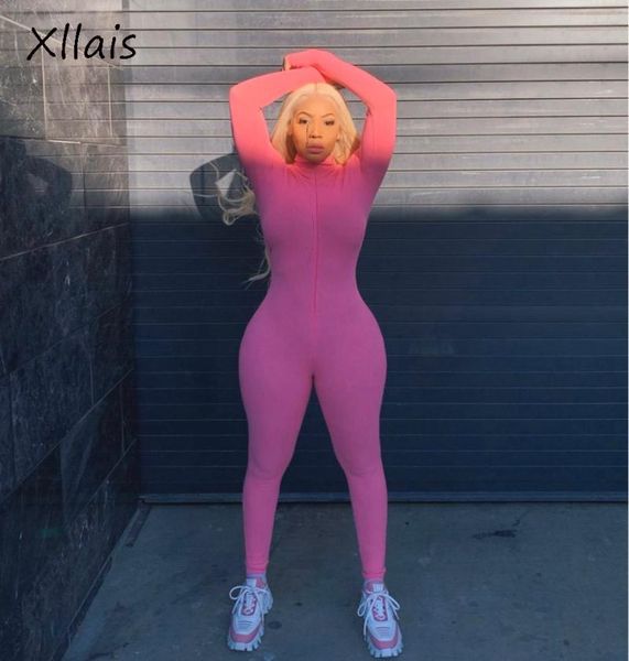 

women's jumpsuits & rompers xllais pink active wear ribbed womens jumpsuit sporty long sleeve fitness embroidery letter print zipper, Black;white