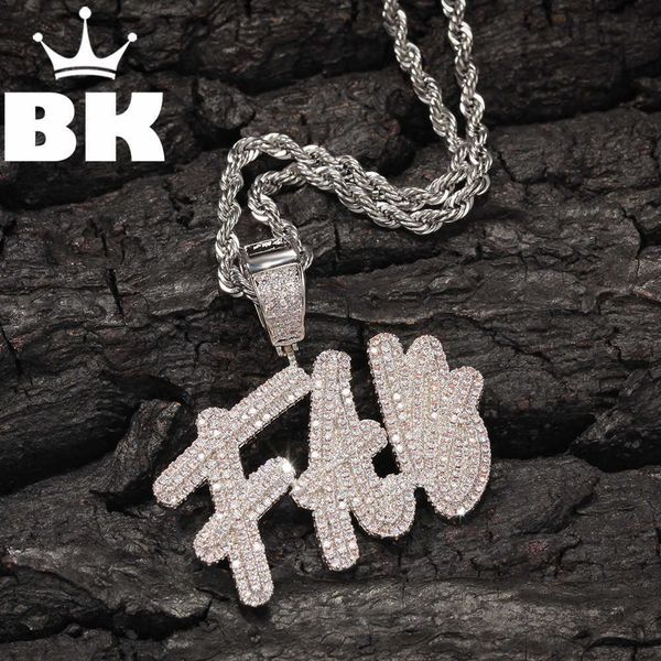 

hip hop custom double-layer overlapping grass font pendant combination words name with cz tennis necklaces zirconia jewelry x0707, Silver