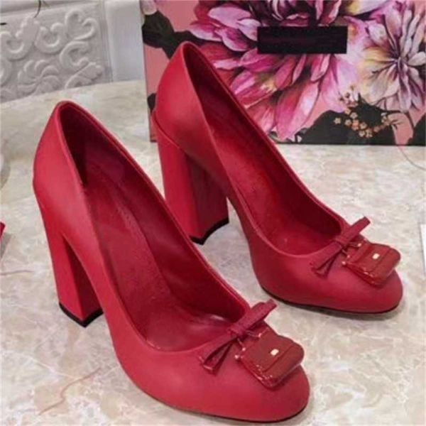 

dress shoes butterfly knot lock buckle high heels genuine leather square heel slip on round toe summer ladies brand design women, Black