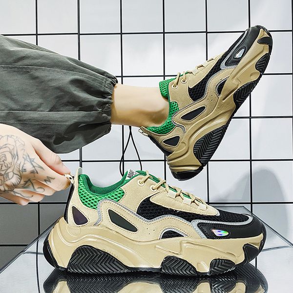 

spring new trend mens thick soled heighten vulcanized shoe rubber sneakers zapatos hombre mesh causal sport shoes mens trainer