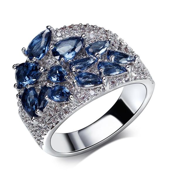 

wedding rings fashion rhodium plated with cubic zircon copper finger ring for women ent, Slivery;golden
