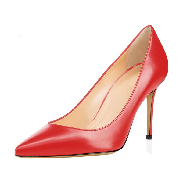 

sandals fashion solid genuine leather pumps 9 colors office women pointed toe high heels 8.5cm shoes c023a 2lak, Black