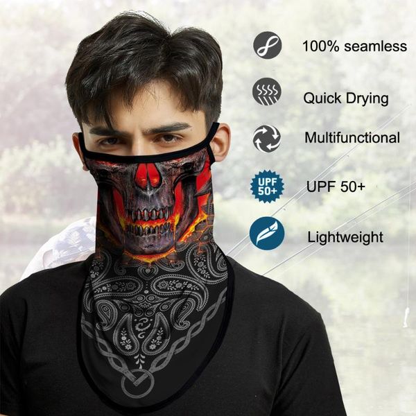 

safty facemask anonymous bandana balaclava cycling face mask sport neck gaiter headband skull paisley earloop ski men women caps & masks, Black