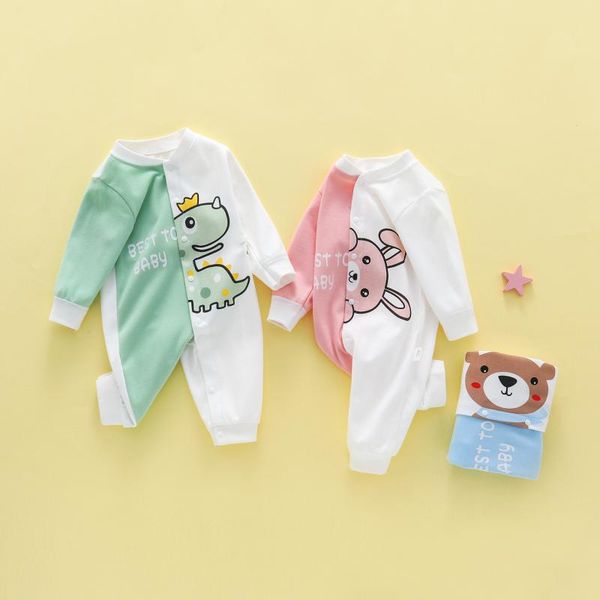 

baby romper spring cotton clothes cartoon print button born jumpsuit infant boy girl overalls 2021 jumpsuits, Blue