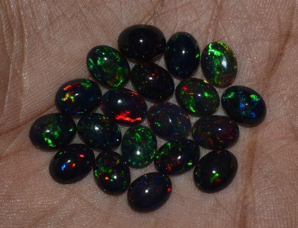

new ethiopia black opal gemstone loose 6x8mm oval stone h1015