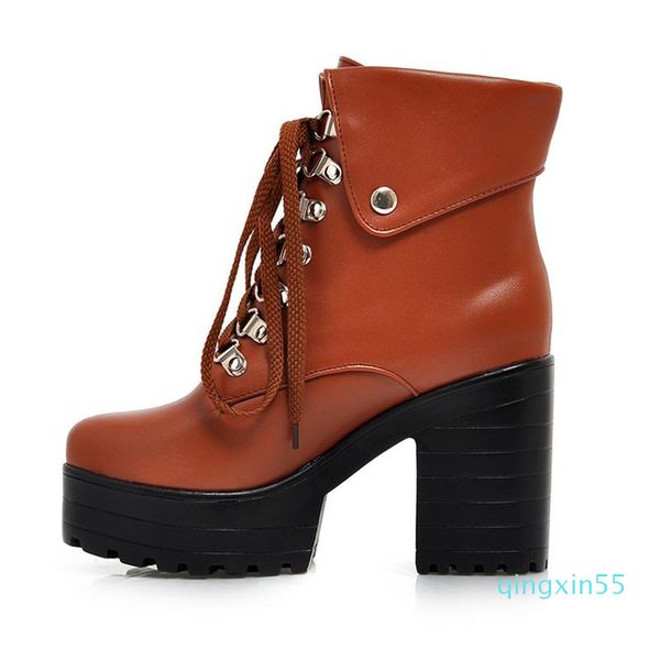 

boots fashion winter solid white brown round toe elegant casual shoes, Black