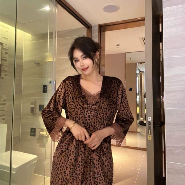 

women's two piece pants leopard print women's two-piece overalls three-piece pyjama autumn/winter suspenders home velvet qu, White