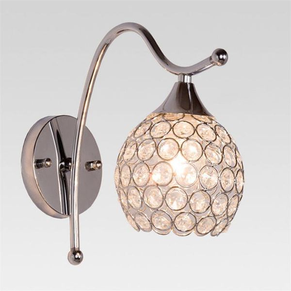 

wall lamp creative luxury silvery crystal bedside light modern simple single head aisle home decor cafe el sconce