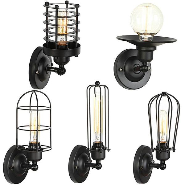 

nordic industrial iron led e27 wall lamps bedroom reading beside lights bulb vintage retro modern restaurant bar lighting lamp
