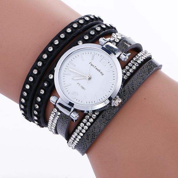 

wristwatches 2021 silver case braided leather watches women ladies crystal dress quartz wrist watch relogio feminino ft1001, Slivery;brown