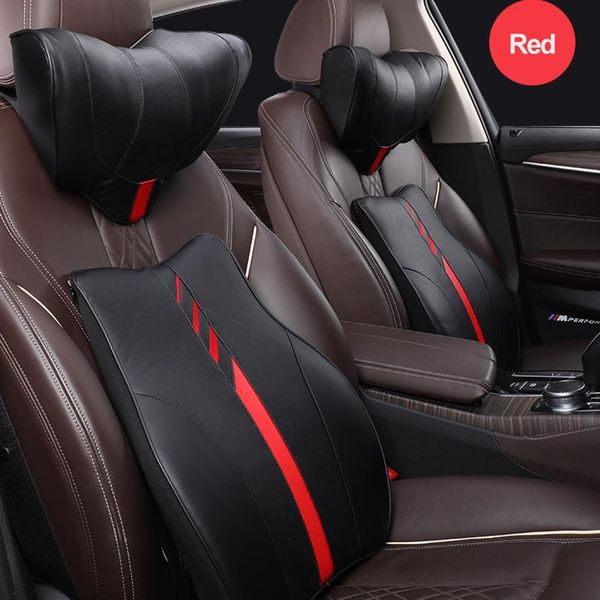 

seat cushions jinserta car accessories headrest pillow breathable leather cover neck support lumbar rest travel