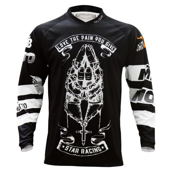 

racing jackets mtb shirt off road downhill jersey motorcycle mountain bike black long sleeves men t-shirt, Black;red