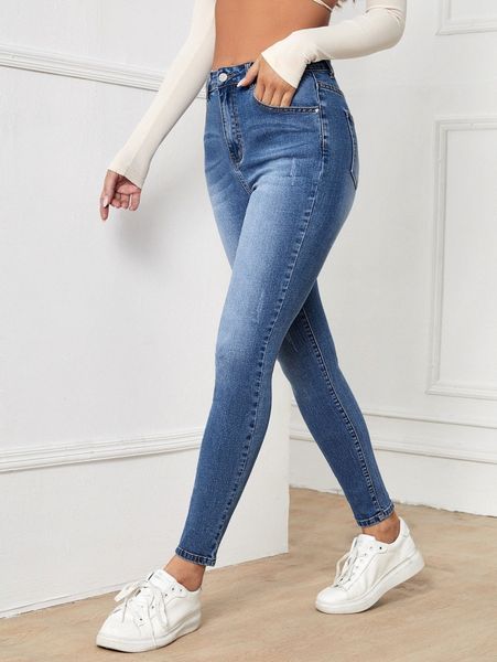 

high waist skinny jeans i2uc#, Blue