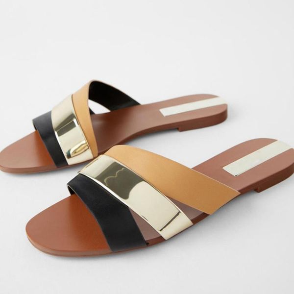 

slippers 2021 fashion brand mixed colors women slipper summer outdoor casual beach slides slip on open toe flat shoe, Black