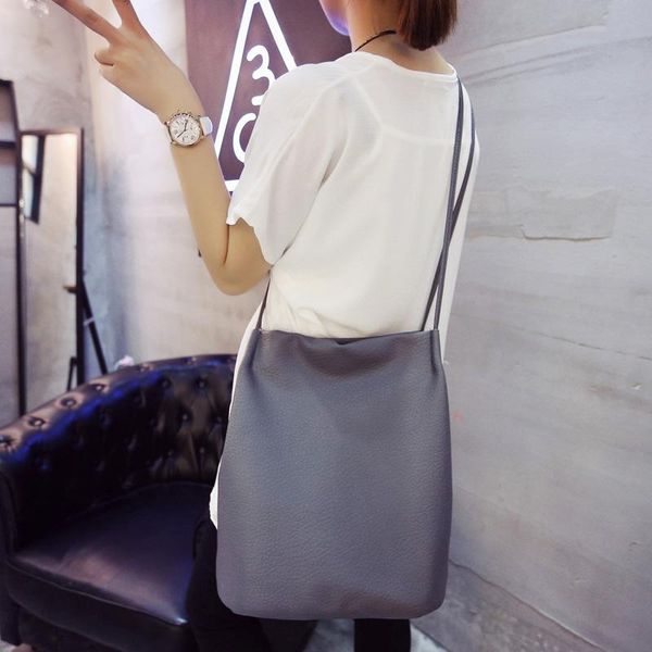 

hats, scarves & gloves sets women's bag fashion korean version washed leather bucket simple single shoulder small satchel retro, Blue;gray