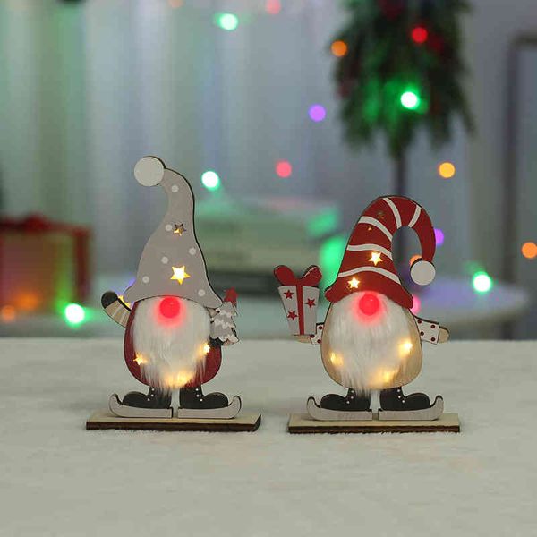 

qiaoding new decorative wooden elderly with lights forest standing deskornaments
