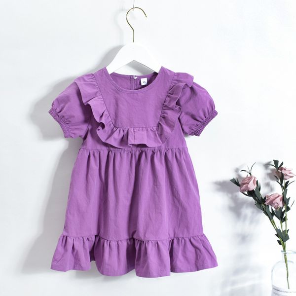 

summer children's dress fashion girls short-sleeve girl clothes sweet doll collar princess 210515, Red;yellow