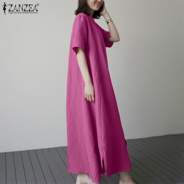 

casual dresses women loose dress short sleeve long maxi sundress hollow split solid vestidos summer 2021 robe femme plus size 5xl, Black;gray