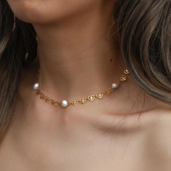 

chains 2021 selling fashion heart shape four pearl necklaces gold plated jewelry party gift wholesale, Silver