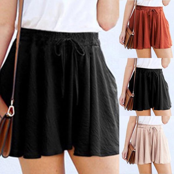 

women's shorts 2021 summer elegant high waist women casual solid wide leg loose cotton short pants korean sweet girls, White;black