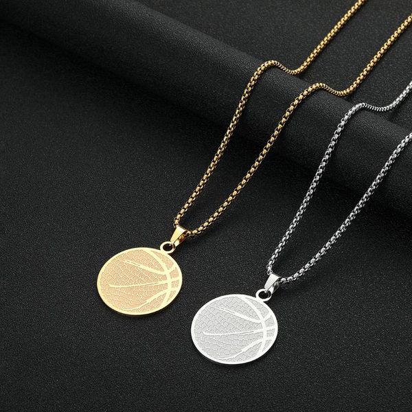 

pendant necklaces cxwind street basketball lovers punk stainless basket ball for men sport hip hop chain necklace jewelry colar, Silver