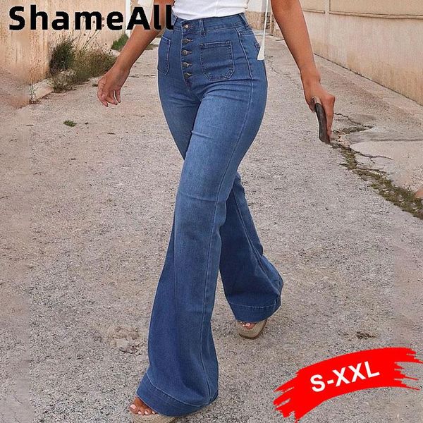 

plus size button up slim skinny dark blue flare denim pants 2xl vintage indie clothes aesthetic mid waist wide leg bell bottoms women's