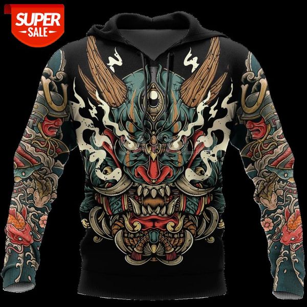 

samurai tattoo art 3d print spring autumn hoodie man women harajuku outwear zipper pullover sweatshirt casual unisex-2 #xb9p, Black