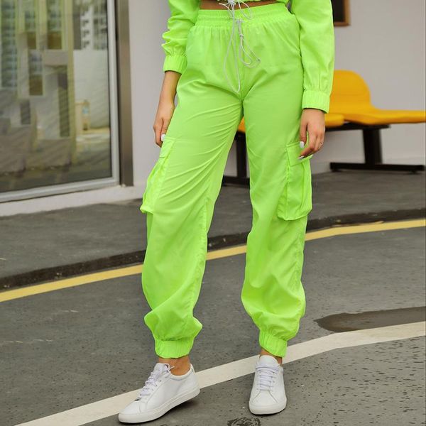

women's pants & capris double crazy neon green cargo, Black;white