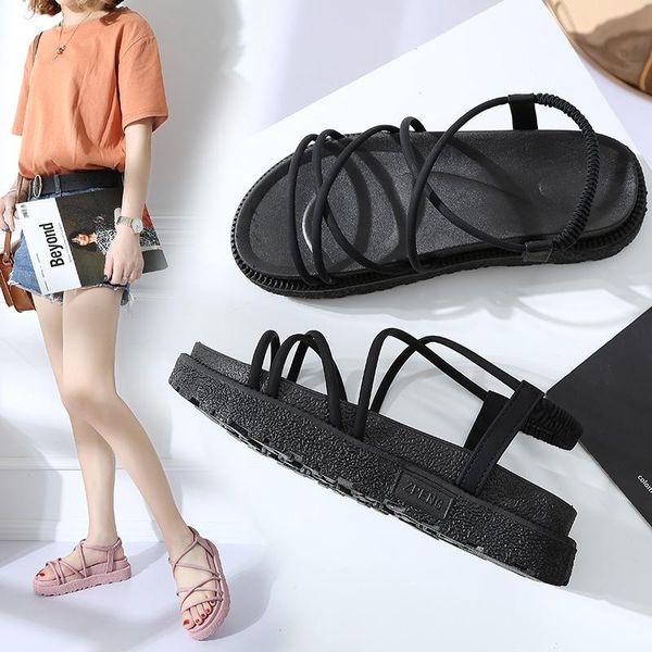 

women's fashion platform sandals casual beach shoes for a seaside holiday, Black
