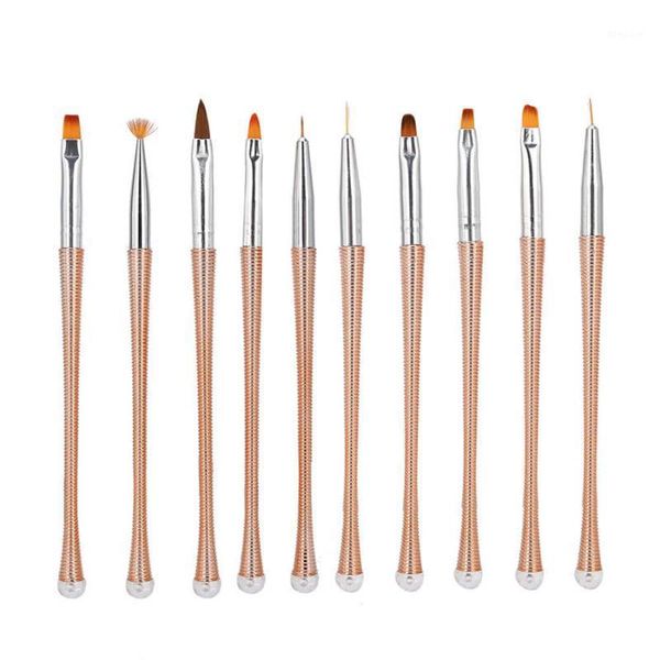 

6/7/10pcs spiral handle nail art brush diy flower pattern painting drawing pen nails accessories manicure brushes1, Yellow