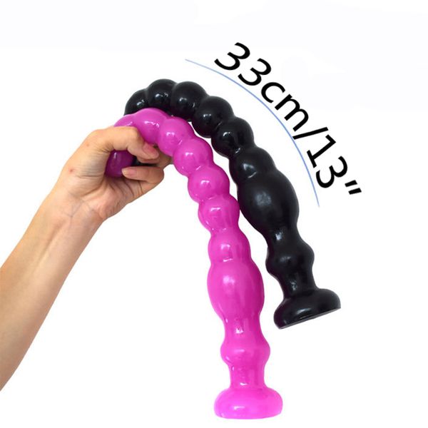 Brinquedo sexual massageador Massagem Super Longo Vibrador 33cm Butt Anal Plug Bead Ball Brinquedo sexual para casais ânus masturbador próstata G-Spot Produto adulto erótico DOA6