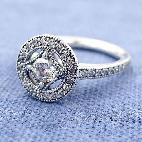 

cluster rings dodofly original vintage pave allure with crystal for women 925 sterling silver ring wedding party gift fine jewelry, Golden;silver